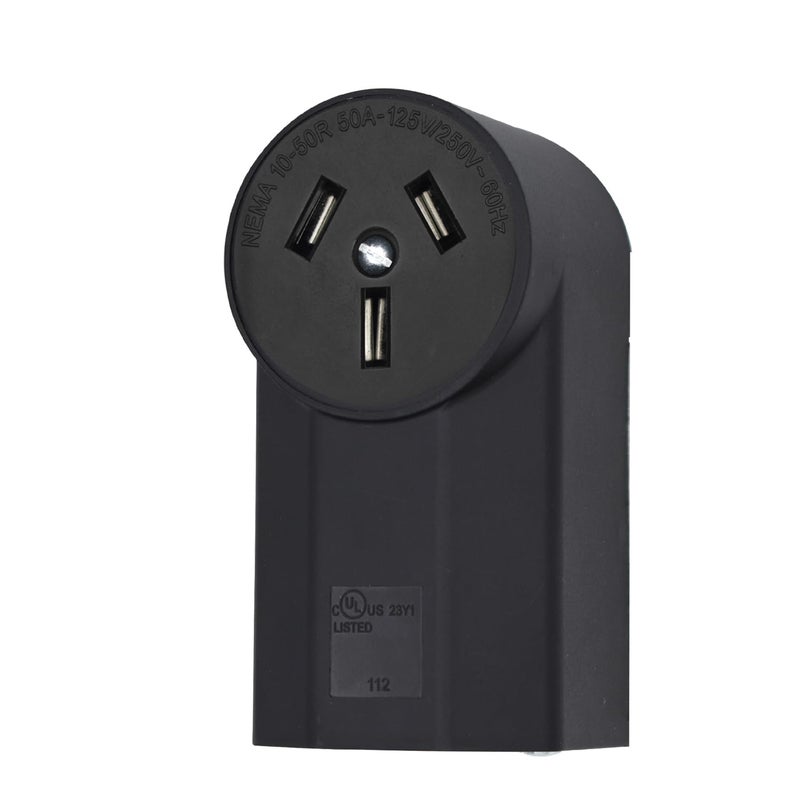 micmi NEMA 10-50R Receptacle 3-Pole 3-Wire Surface Mount Range Power Receptacle, Industrial Grade 50A 125/250V UL Listed, Black (NEMA 10-50R) - Image 1